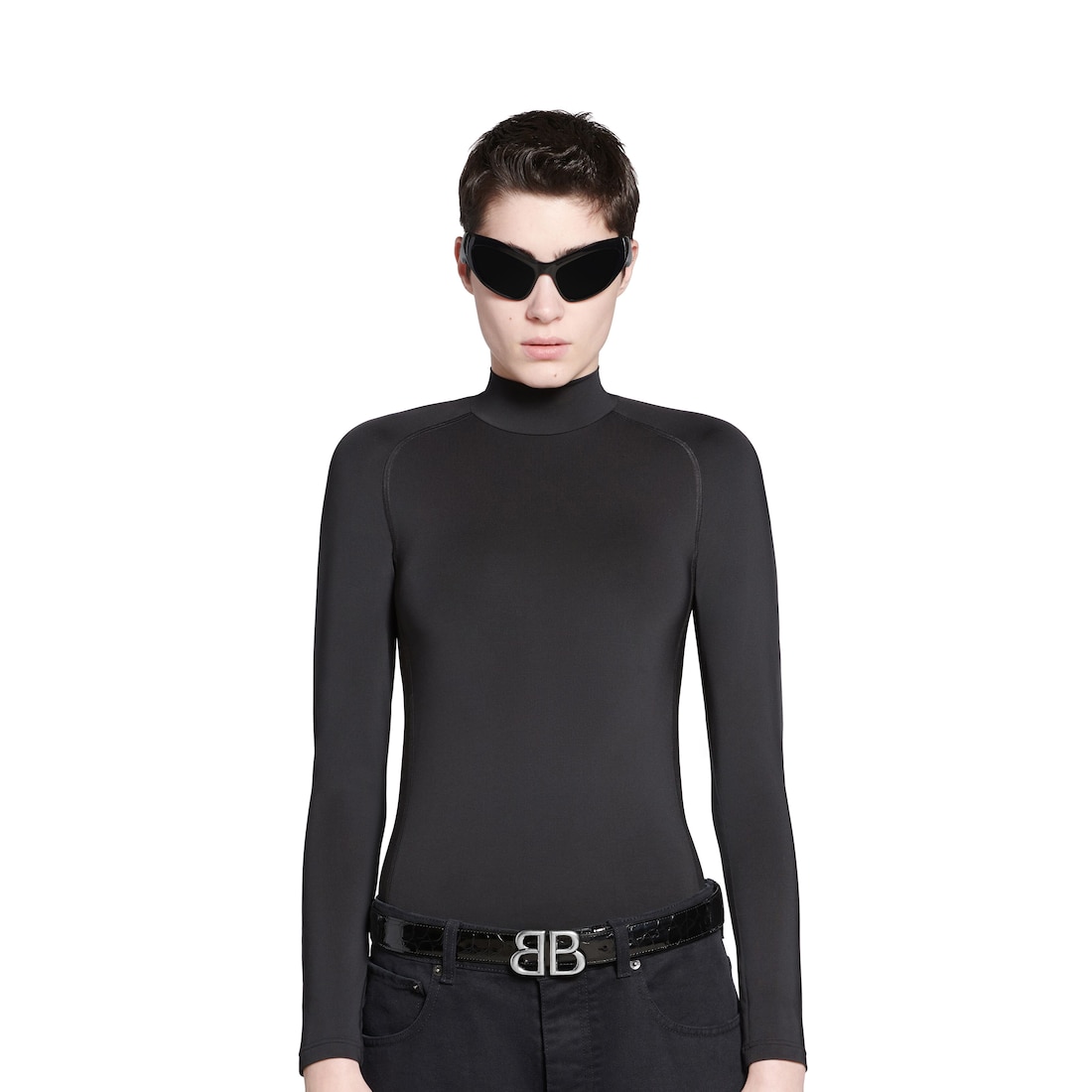 Women’s Monaco Belt Crocodile Embossed in Black - Image 3